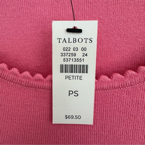 Talbots Round Neck Short Sleeve Knit Jersey Pink Top, PS - Picture 7 of 8